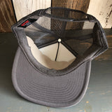 Hermosa Beach SO PITTED! :: HB SURFBOARD Trucker Hat - Charcoal Grey (Flat Brim)