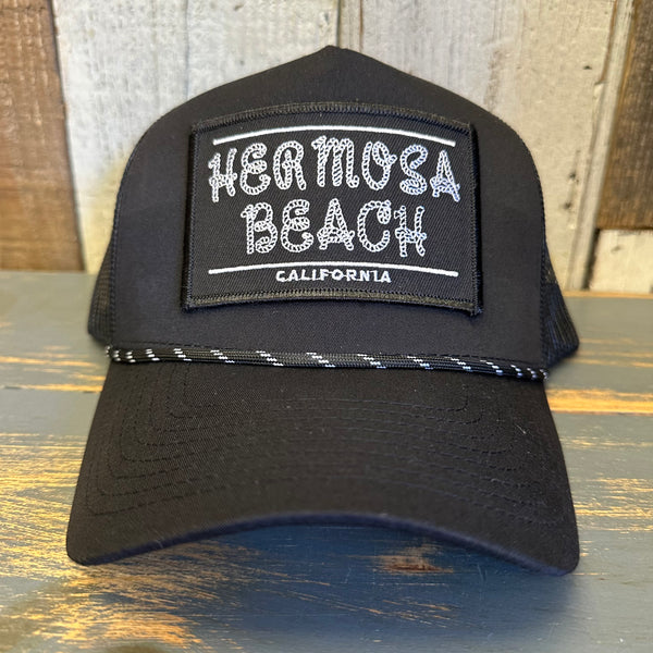 Hermosa Beach ROPER High Crown 5-Panel Rope Trucker Hat - Black