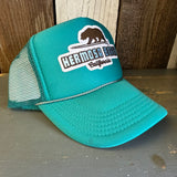 Hermosa Beach SURFING GRIZZLY BEAR High Crown Trucker Hat - Jade Green