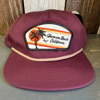 Hermosa Beach RETRO SUNSET - 5 Panel Nylon Hat - Eggplant