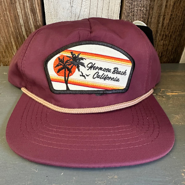 Hermosa Beach RETRO SUNSET - 5 Panel Nylon Hat - Eggplant