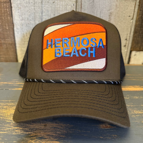 Hermosa Beach GOLF CARTS & YOGA PANTS High Crown Rope Trucker Hat - Loden Green/Black