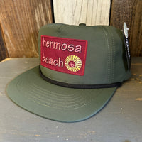 Hermosa Beach WELCOME SIGN - 5 Panel Nylon Hat - Military Green