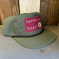Hermosa Beach WELCOME SIGN - 5 Panel Nylon Hat - Military Green