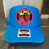 Hermosa Beach 21 • WIN BY TWO Trucker Hat - Neon Blue