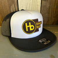 Hermosa Beach THE NEW STYLE Trucker Hat - Black/White (Flat Brim)