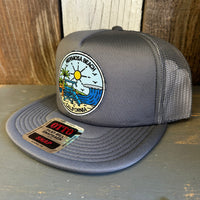 Hermosa Beach SHOREFRONT Trucker Hat - Charcoal Grey (Flat Brim)