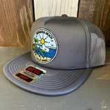 Hermosa Beach SHOREFRONT Trucker Hat - Charcoal Grey (Flat Brim)