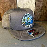 Hermosa Beach SHOREFRONT Trucker Hat - Charcoal Grey (Flat Brim)