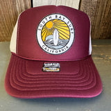 SOUTH BAY SURF (Multi Colored Patch) Trucker Hat - Maroon/White