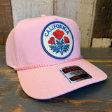 CALIFORNIA POPPY 5 Panel Mid Profile Baseball Cap - Pink