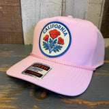 CALIFORNIA POPPY 5 Panel Mid Profile Baseball Cap - Pink