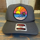 Hermosa Beach OBLIGATORY SUNSET 5 Panel Mid Profile Baseball Cap - Olive Green