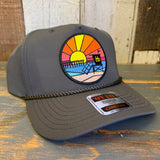 Hermosa Beach OBLIGATORY SUNSET 5 Panel Mid Profile Baseball Cap - Olive Green
