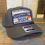 Hermosa Beach TAKE ME TO THE SHORE 90254 5 Panel Mid Profile Baseball Cap - Olive Green