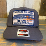 Hermosa Beach TAKE ME TO THE SHORE 90254 5 Panel Mid Profile Baseball Cap - Charcoal Grey