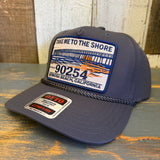 Hermosa Beach TAKE ME TO THE SHORE 90254 5 Panel Mid Profile Baseball Cap - Charcoal Grey