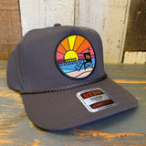 Hermosa Beach OBLIGATORY SUNSET 5 Panel Mid Profile Baseball Cap - Charcoal Grey