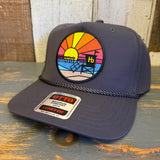 Hermosa Beach OBLIGATORY SUNSET 5 Panel Mid Profile Baseball Cap - Charcoal Grey