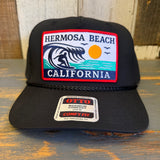 Hermosa Beach THE PERFECT WAVE 5 Panel Mid Profile Baseball Cap - Black