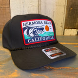 Hermosa Beach THE PERFECT WAVE 5 Panel Mid Profile Baseball Cap - Black