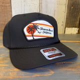 Hermosa Beach RETRO SUNSET 5 Panel Mid Profile Baseball Cap - Black