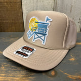 Hermosa Beach LIFEGUARD TOWER High Crown Trucker Hat (Khaki)