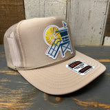 Hermosa Beach LIFEGUARD TOWER High Crown Trucker Hat (Khaki)