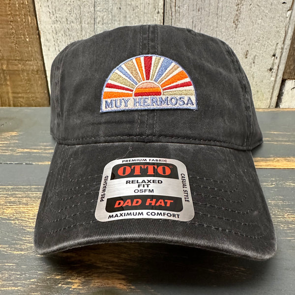 Hermosa Beach MUY HERMOSA :: COASTAL EDITION MINI 6 Panel Low Profile Style Dad Hat - Vintage Black