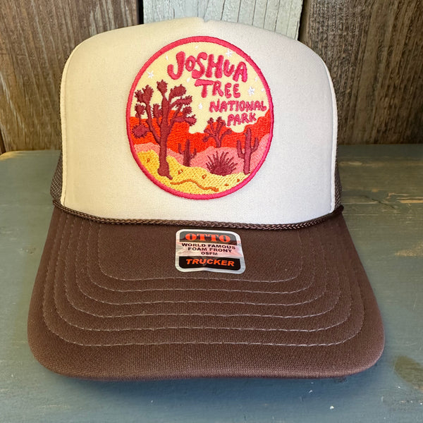 JOSHUA TREE NATIONAL PARK High Crown Trucker Hat - Brown/Khaki