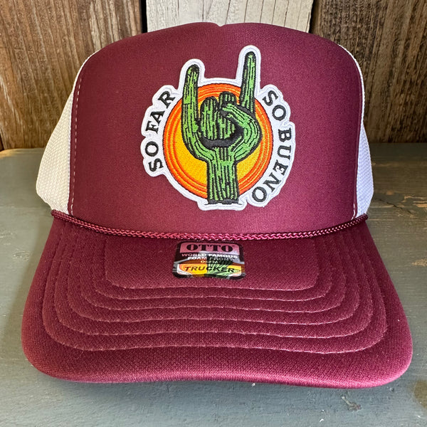 SO FAR :: SO BUENO Trucker Hat - Maroon/White