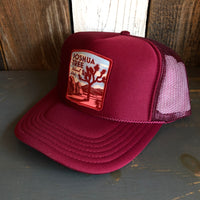 JOSHUA TREE NATIONAL PARK High Crown Trucker Hat - Burgundy Maroon