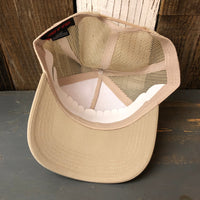 Hermosa Beach CLASSIC LOGO - 5 Panel Mid Profile Trucker Hat - Khaki