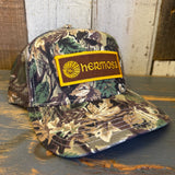 Hermosa Beach AS REAL AS THE STREETS Camouflage Mid Crown Mesh Back Snapback Trucker Hat - Loden Green/Brown
