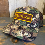 Hermosa Beach AS REAL AS THE STREETS Camouflage Mid Crown Mesh Back Snapback Trucker Hat - Loden Green/Brown