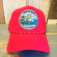 Hermosa Beach SHOREFRONT High Crown 5 Panel Perforated Mesh Back Hat - Red