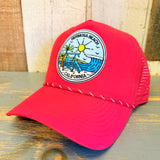 Hermosa Beach SHOREFRONT High Crown 5 Panel Perforated Mesh Back Hat - Red