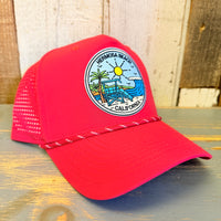 Hermosa Beach SHOREFRONT High Crown 5 Panel Perforated Mesh Back Hat - Red