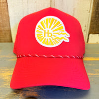 Hermosa Beach CLASSIC LOGO High Crown 5 Panel Perforated Mesh Back Hat - Red