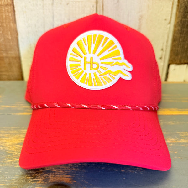 Hermosa Beach CLASSIC LOGO High Crown 5 Panel Perforated Mesh Back Hat - Red