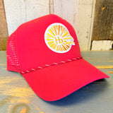 Hermosa Beach CLASSIC LOGO High Crown 5 Panel Perforated Mesh Back Hat - Red