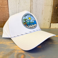 Hermosa Beach SHOREFRONT High Crown 5 Panel Perforated Mesh Back Hat - White