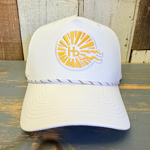 Hermosa Beach CLASSIC LOGO High Crown 5 Panel Perforated Mesh Back Hat - White