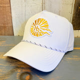 Hermosa Beach CLASSIC LOGO High Crown 5 Panel Perforated Mesh Back Hat - White