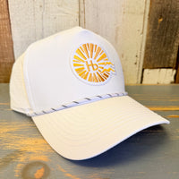 Hermosa Beach CLASSIC LOGO High Crown 5 Panel Perforated Mesh Back Hat - White