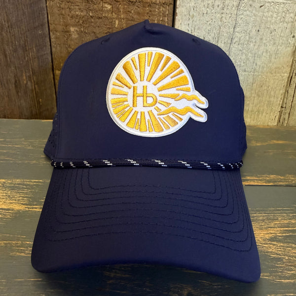 Hermosa Beach CLASSIC LOGO High Crown 5 Panel Perforated Mesh Back Hat - Navy Blue