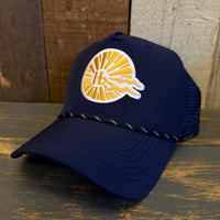 Hermosa Beach CLASSIC LOGO High Crown 5 Panel Perforated Mesh Back Hat - Navy Blue
