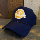 Hermosa Beach CLASSIC LOGO High Crown 5 Panel Perforated Mesh Back Hat - Navy Blue
