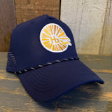 Hermosa Beach CLASSIC LOGO High Crown 5 Panel Perforated Mesh Back Hat - Navy Blue