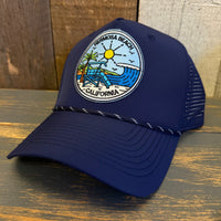 Hermosa Beach SHOREFRONT High Crown 5 Panel Perforated Mesh Back Hat - Navy Blue